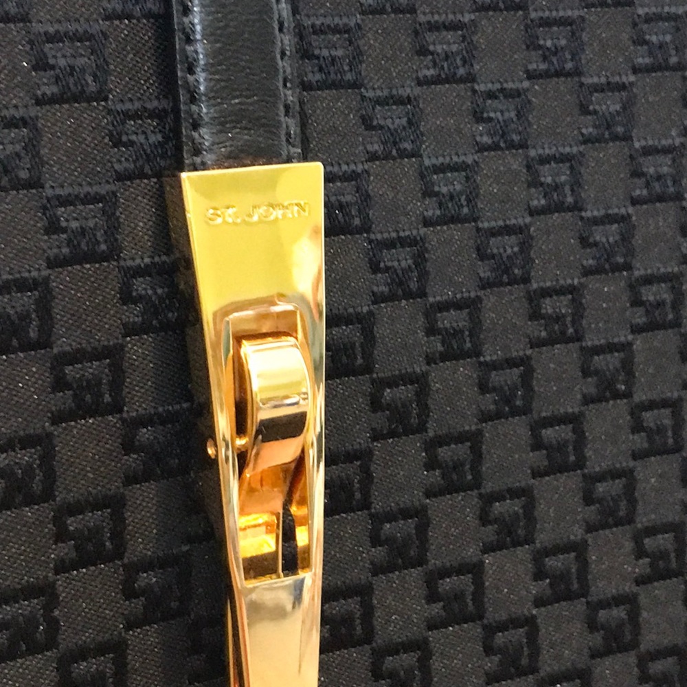 NWOT ST JOHN Black Logo Handbag - Picture 3 of 7